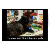"No such thing as too many books" Cat cards