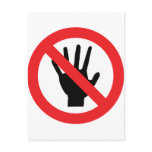 no touching icon postcards