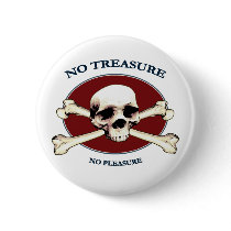 No Treasure Pirate Skull Pinback Buttons