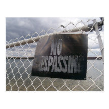 No Trespassing sign lake ocean Post Card