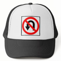 No U-Turn Highway Sign hats