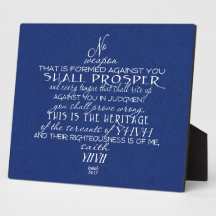 No Weapon Star of David Blue Display Plaque