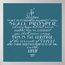 No Weapon Star of David Teal Print