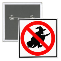 No Witches Highway Sign Button