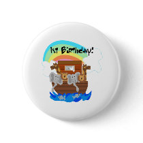 Noah's Ark 1st Birthday buttons by kids_birthdays Noah's Ark 1st Birthday buttons