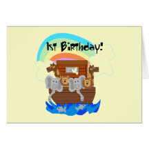 Noah's Ark 1st Birthday Tshirts and Gifts Cards
