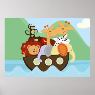 Noah's Ark Baby Nursery Poster