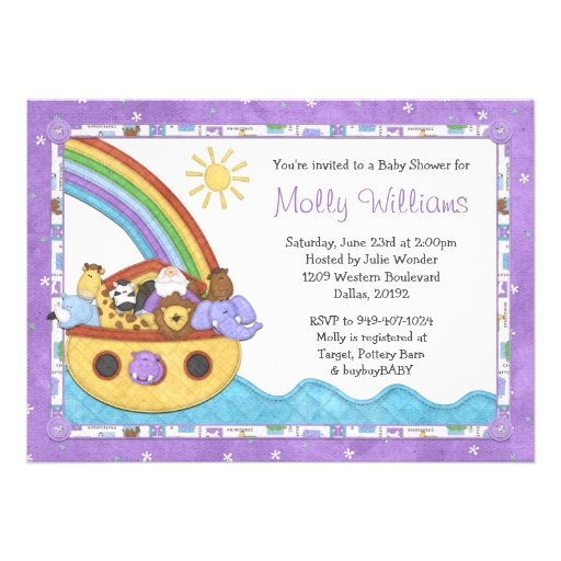 Noahs Ark Baby Shower Invitation 5quot; X 7quot; Invitation Card  Zazzle