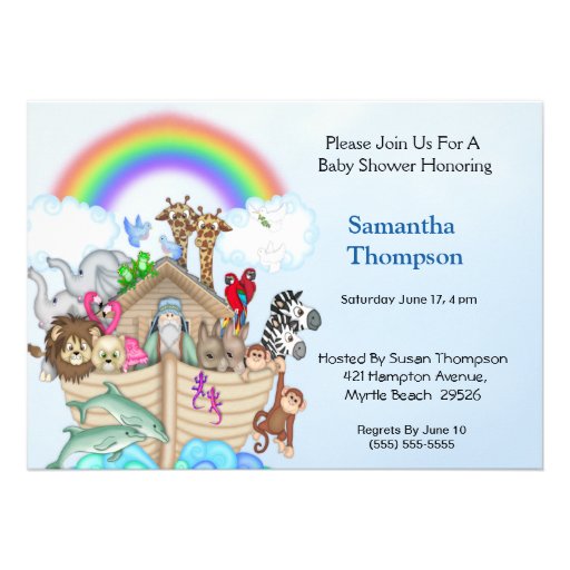 Noah39;s Ark Baby Shower Invitation 5quot; X 7quot; Invitation Card  Zazzle