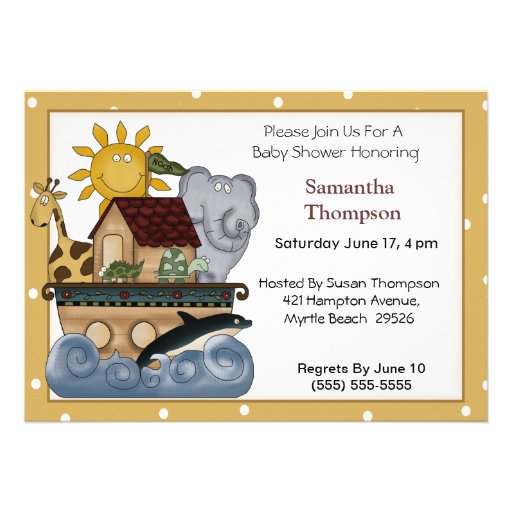 Noah39;s Ark Baby Shower Invitation 5quot; X 7quot; Invitation Card  Zazzle