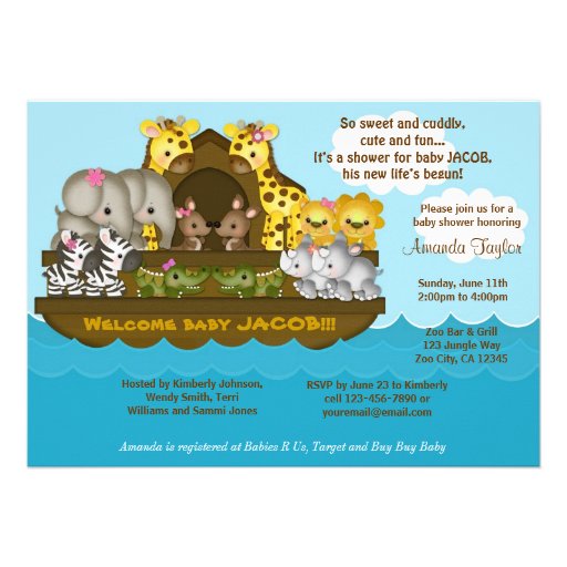 Noah's Ark Baby Shower Invitation (front side)