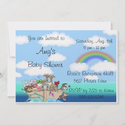 Noah Baby Shower Invitations on Noah S Ark Baby Shower Invitations Announcement By Kjsinvitations