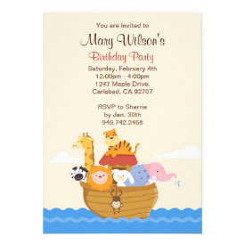 Noahs Ark Birthday Party Invitation
