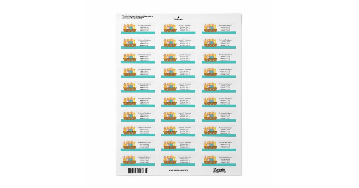 noah s ark cute baby shower return address labels zazzle baby shower address label template