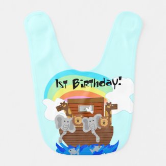 Noah's Ark First Birthday Bib
