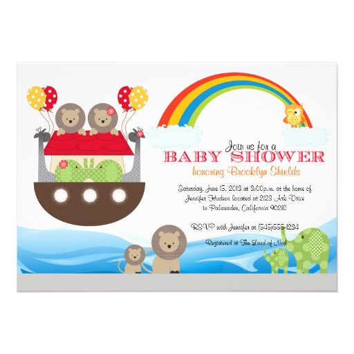 Noah39;s Ark Invitation  Baby Shower 5quot; X 7quot; Invitation Card  Z
