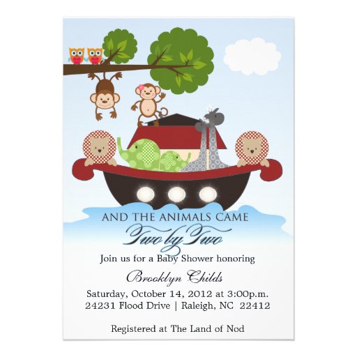 Noah's Ark Sets Sail Baby Shower Invitation