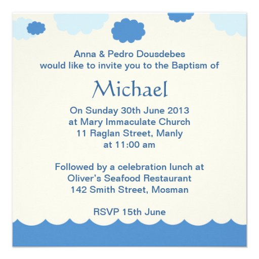 Noah's Ark Square Christening Invitations