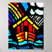 Noah's Ark Stained Glass Print