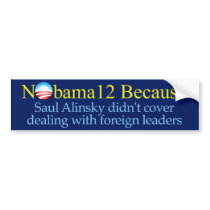 Nobama12 Because - Saul Alinsky Bumpersticker Bumper Sticker