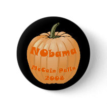 NObama McCain Palin 2008 Jack-o-lantern Halloween Pinback Button