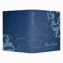 Nobel Blue Scroll Blue Guest Book Binder