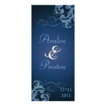 Nobel Blue Scroll Blue Wedding Program Full Color Rack Card