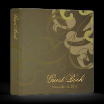 Nobel Gold Scroll Brown Guest Book Binder binders