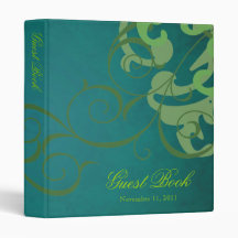 Nobel Green Scroll Teal Guest Book Binder