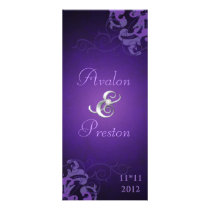 Nobel Purple Scroll Purple Wedding Program Rack Card