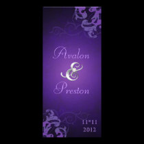 Nobel Purple Scroll Purple Wedding Program rack cards