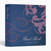Nobel Red Scroll Blue Guest Book Binder