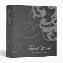 Nobel Silver Scroll Black Guest Book Binder