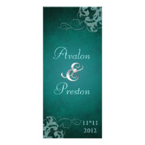 Nobel Teal Scroll Teal  Wedding Program Customized Rack Card