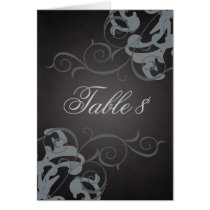 Noble Black & Silver Scroll Table Card