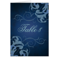 Noble Blue & Blue Scroll Table Card