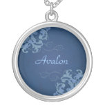 Noble Blue Scroll Blue Necklace