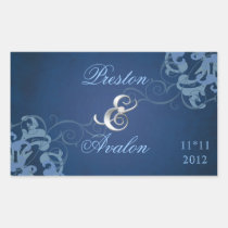 Noble Blue Scroll Save The Date Blue Sticker