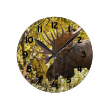 Noble Bull Moose Rustic Clock