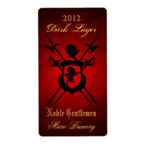 Noble Gentlemen Knights Crest Red Beer Label