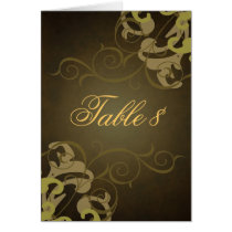 Noble Gold & Brown Scroll Table Card