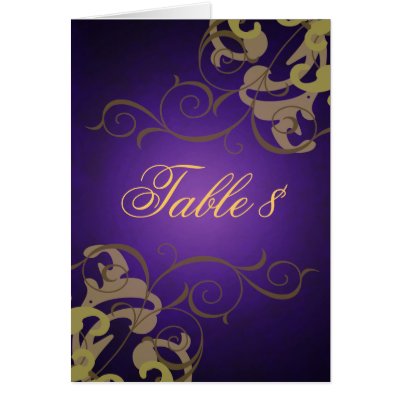 Noble Gold & Purple Scroll Table Card