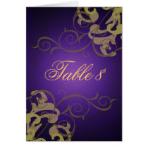 Noble Gold & Purple Scroll Table Card
