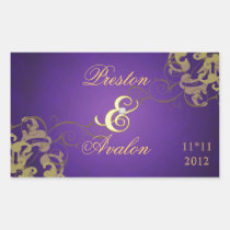 Noble Gold Scroll Gld Save The Date Purple Sticker
