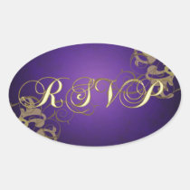 Noble Gold Scroll Purple Rsvp Gold Sticker