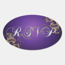 Noble Gold Scroll Purple Rsvp Sticker