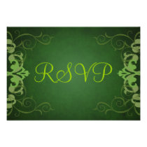 Noble Green & Lime Scroll RSVP Card Invite