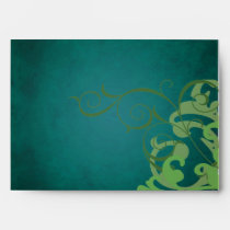 Noble Green Scroll Teal Swirl Envelope