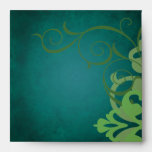 Noble Green Scroll Teal Swirl Square Envelope