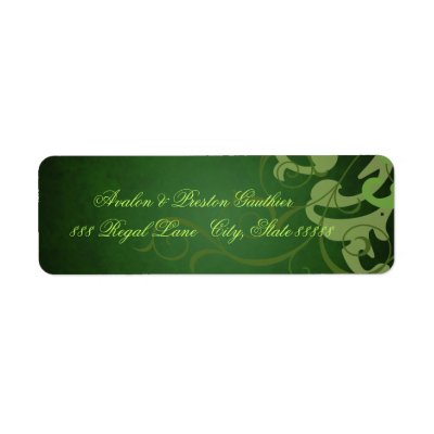 Noble Green Texture Green Scroll Address Labels
